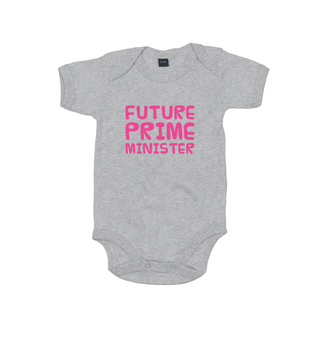 Heather Grey Melange Printed baby grow Front