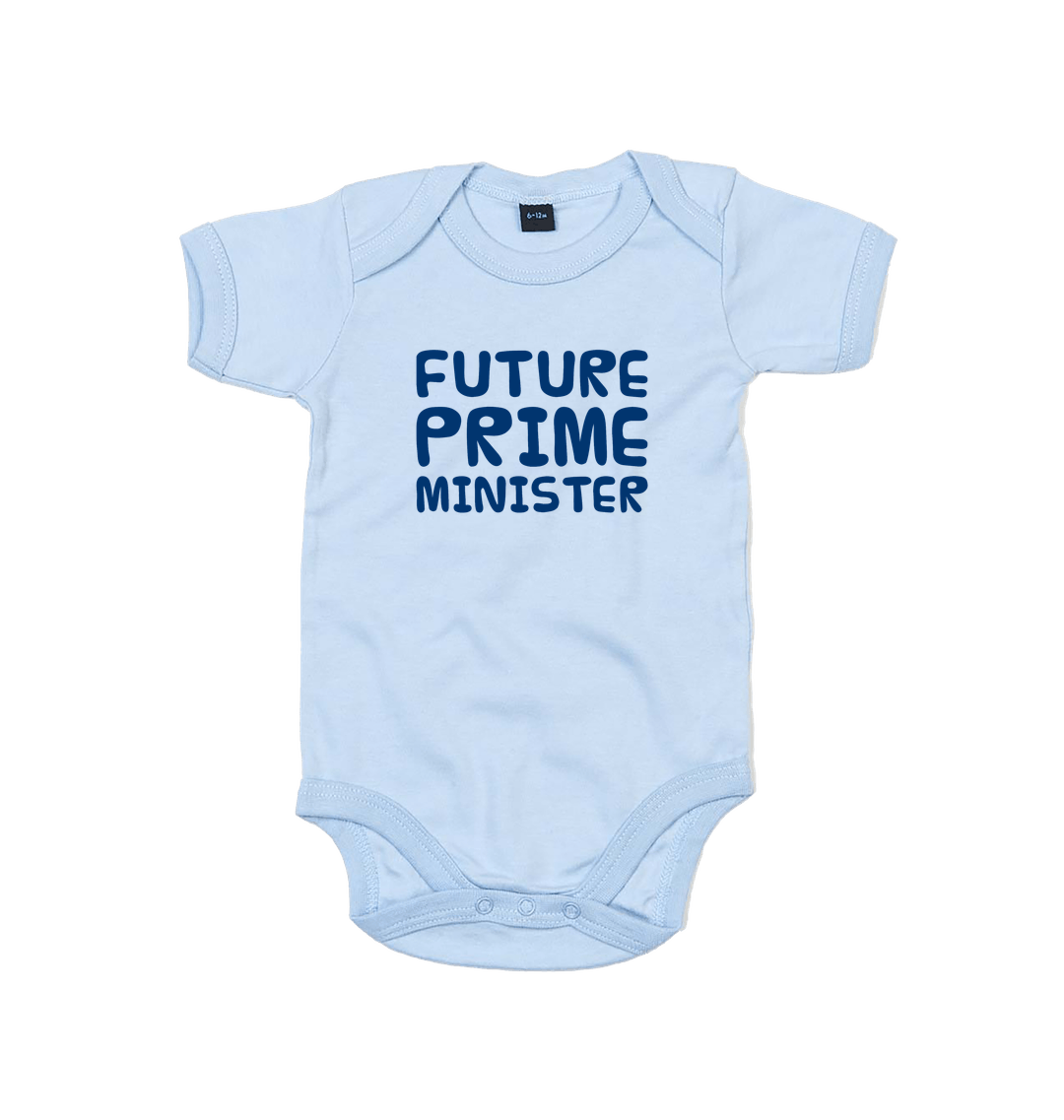 Dusty Blue Printed baby grow Front