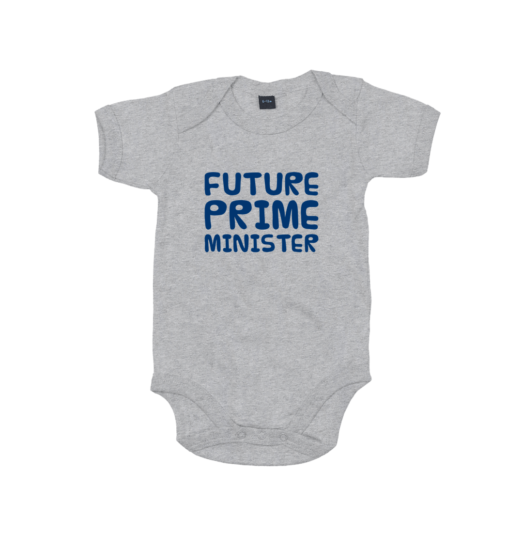 Heather Grey Melange Printed baby grow Front