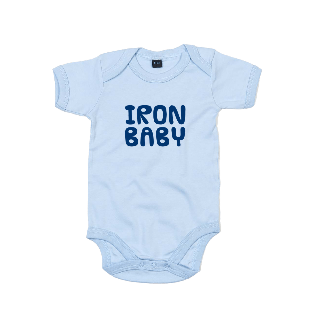 Dusty Blue Printed baby grow Front