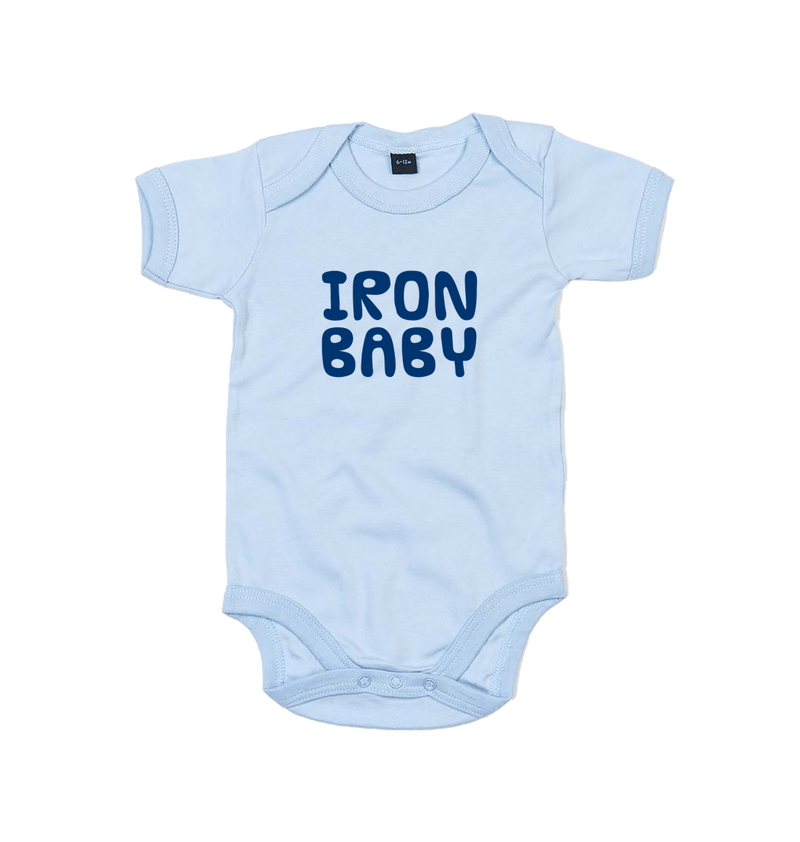 Dusty Blue Printed baby grow Front
