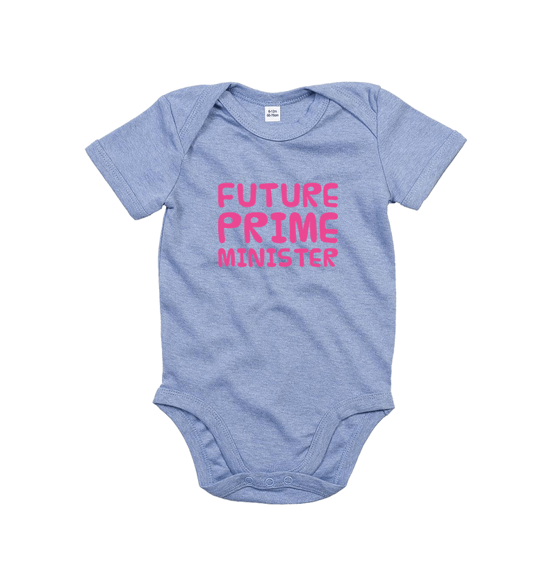 Heather Blue Printed baby grow Front