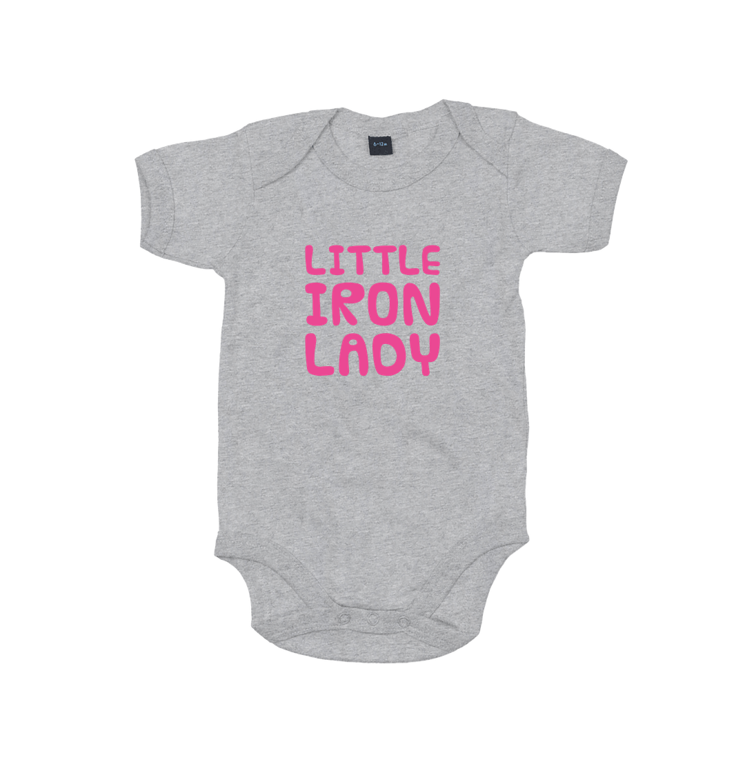 Heather Grey Melange Printed baby grow Front