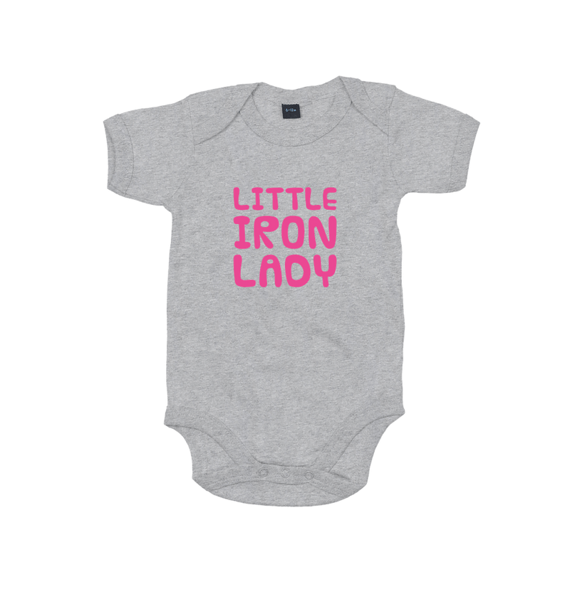 Heather Grey Melange Printed baby grow Front