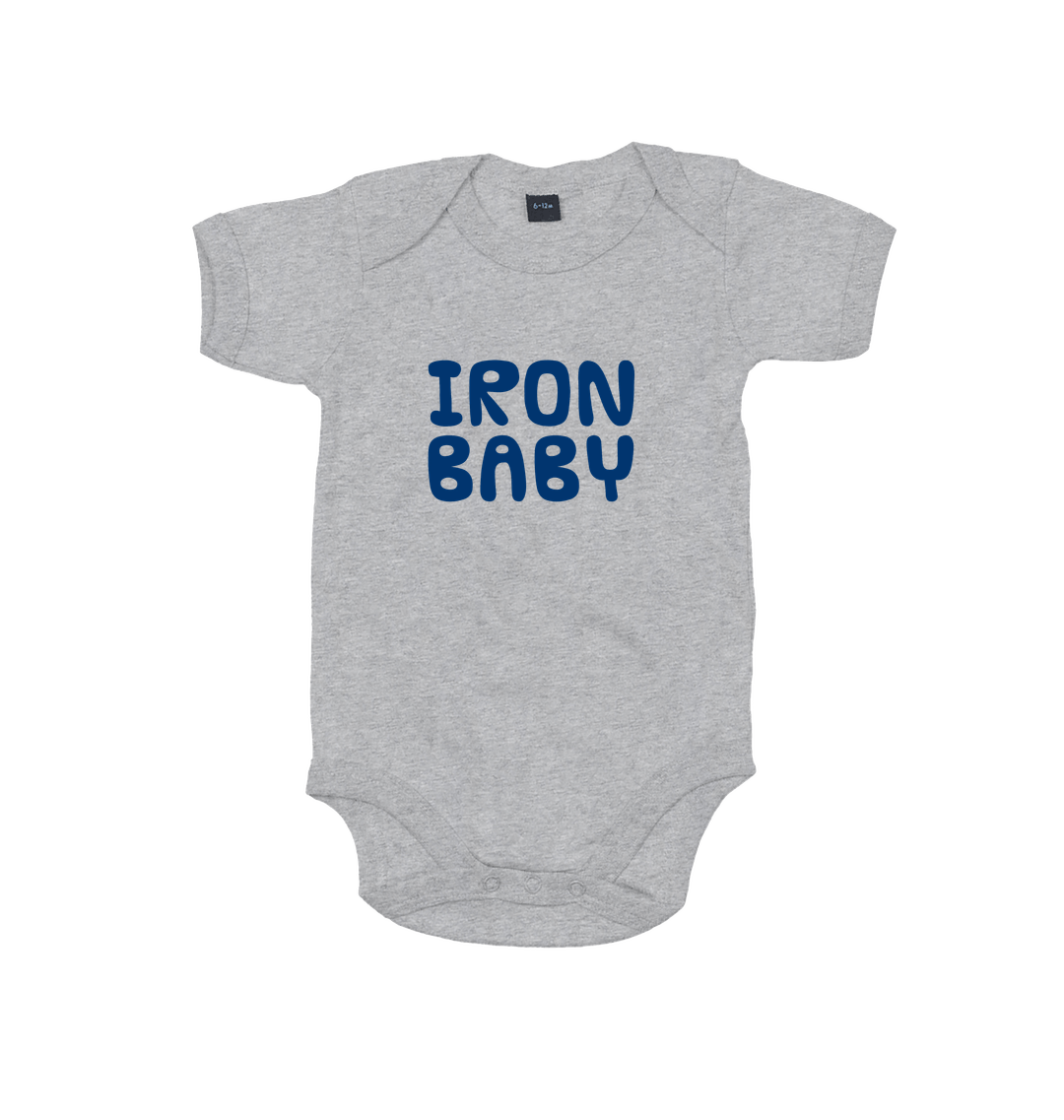 Heather Grey Melange Printed baby grow Front