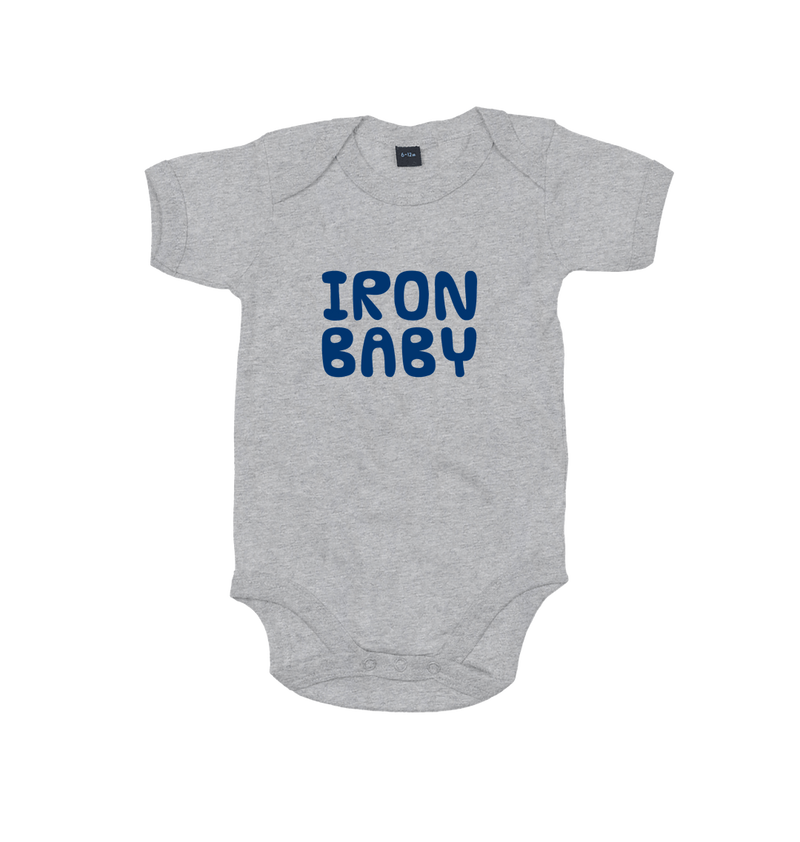 Heather Grey Melange Printed baby grow Front