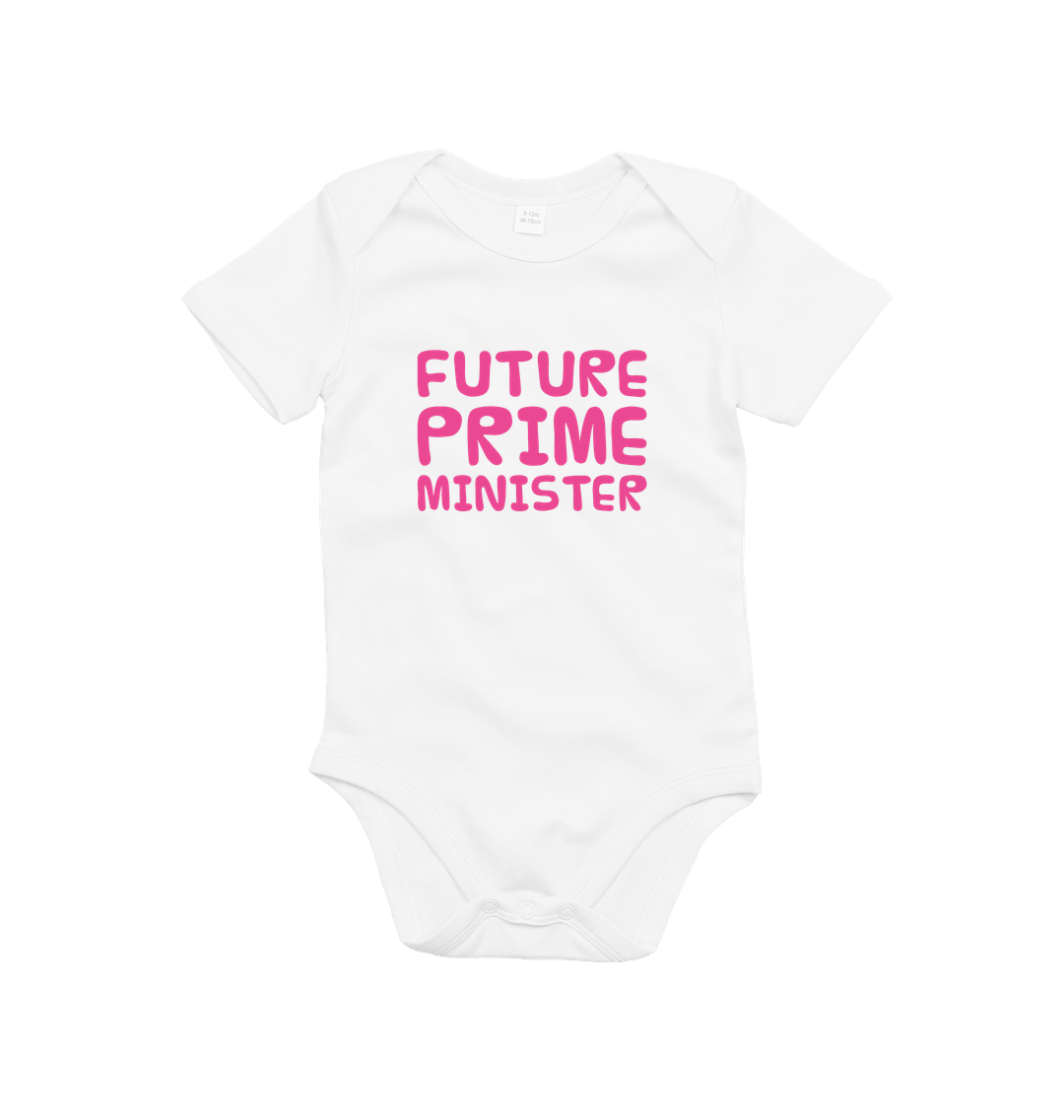 Organic White Printed baby grow Front