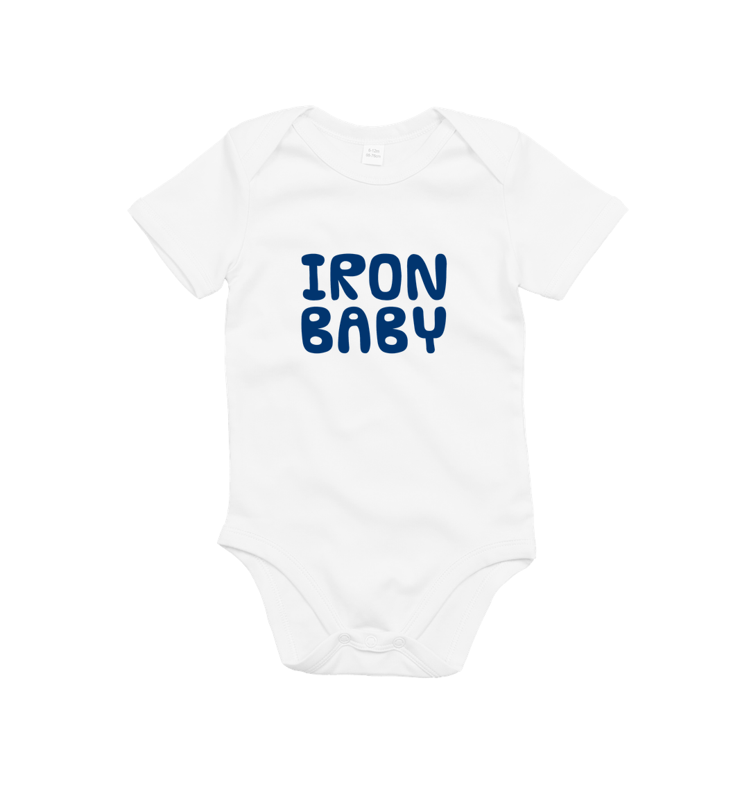 Organic White Printed baby grow Front