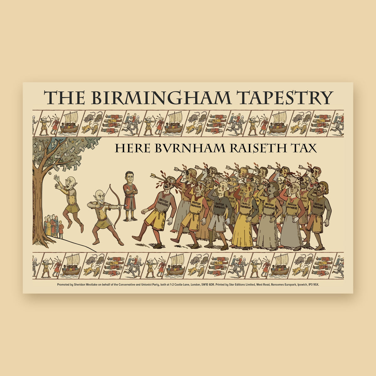 The Birmingham Tapestry: Here Burnham Raiseth Tax Tea Towel